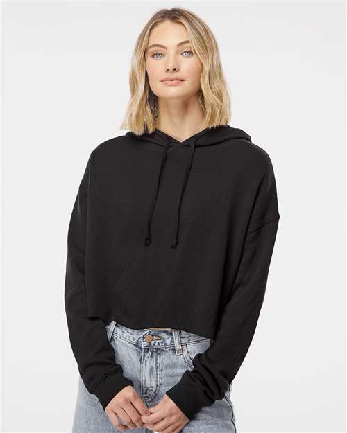 Women’s Lightweight Crop Hooded Sweatshirt Independent Trading Co. Black