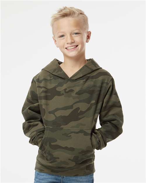 Youth Midweight Hooded Sweatshirt Independent Trading Co. Forest Camo