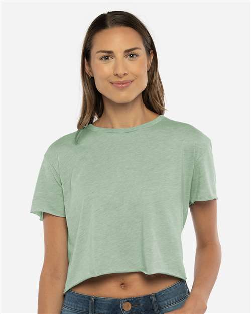 Women's Festival Crop Top Next Level Stonewash Green