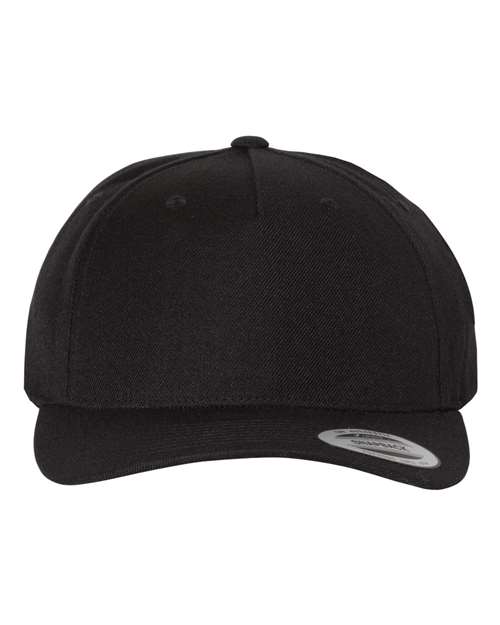 Premium Five-Panel Curved Bill Snapback Cap YP Classics Black Adjustable