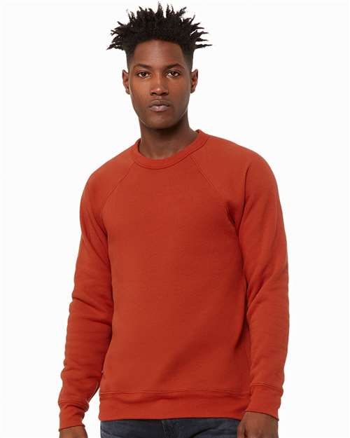 Unisex Sponge Fleece Raglan Crewneck Sweatshirt BELLA + CANVAS Brick