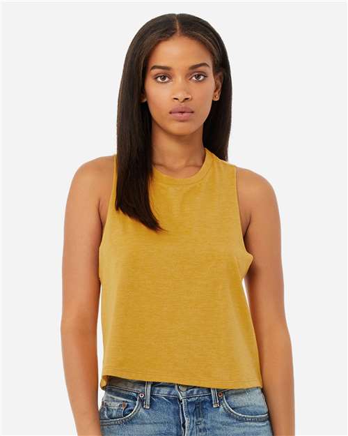 Women's Racerback Crop Tank BELLA + CANVAS Heather Mustard
