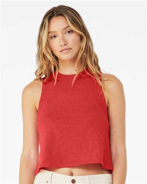 Women's Racerback Crop Tank BELLA + CANVAS Heather Red