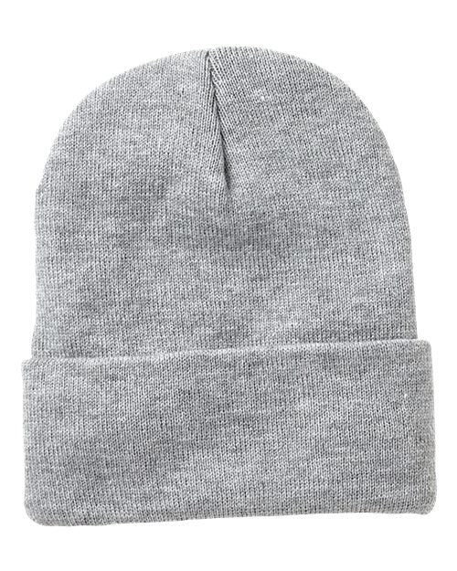 12" Jersey Lined Cuffed Beanie Sportsman Heather Grey One Size