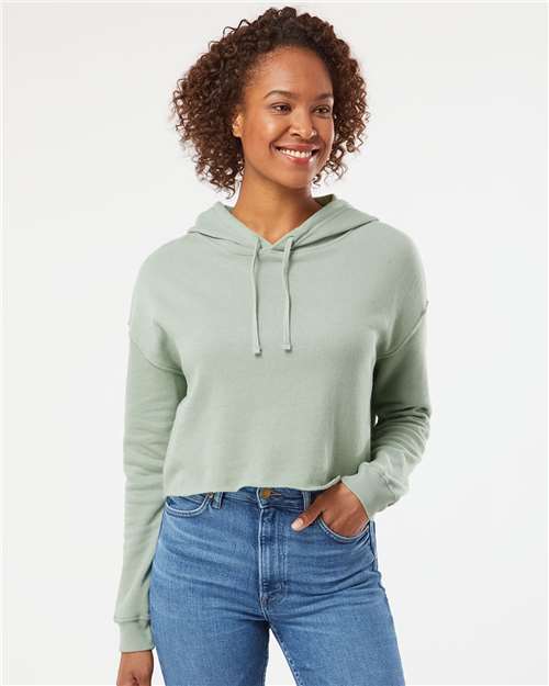 Women’s Lightweight Crop Hooded Sweatshirt Independent Trading Co. Sage