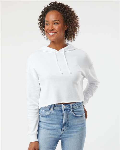 Women’s Lightweight Crop Hooded Sweatshirt Independent Trading Co. White