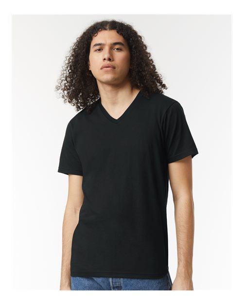 Unisex CVC V-Neck Tee American Apparel Black