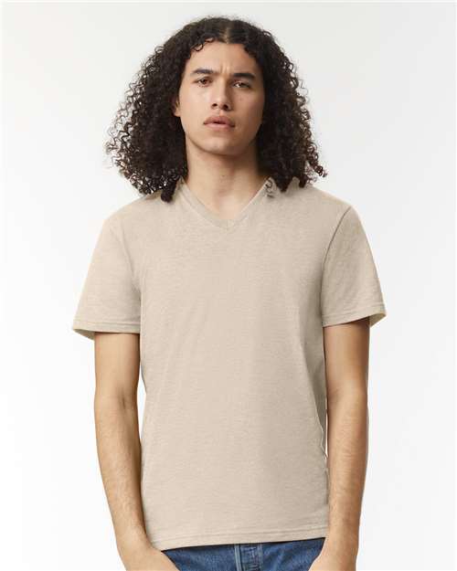 Unisex CVC V-Neck Tee American Apparel Heather Bone