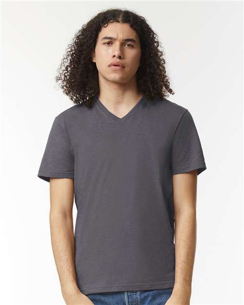 Unisex CVC V-Neck Tee American Apparel Heather Charcoal