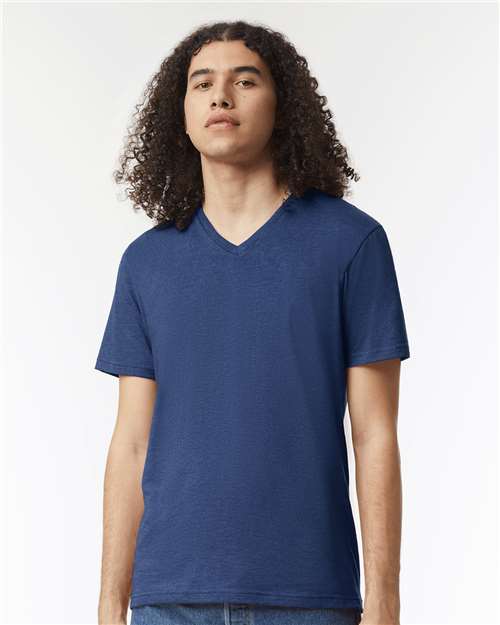 Unisex CVC V-Neck Tee American Apparel Heather Indigo