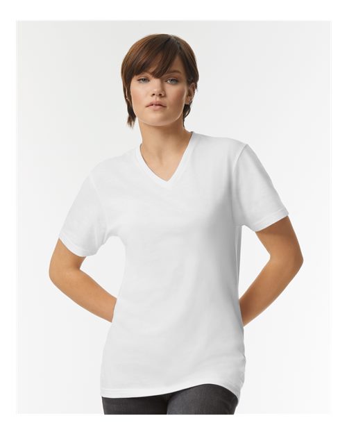 Unisex CVC V-Neck Tee American Apparel White