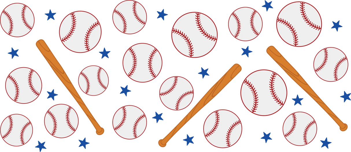 Baseball Blue Stars - Baseball Cup Wrap UV Sticker Permanent UV DTF Decal