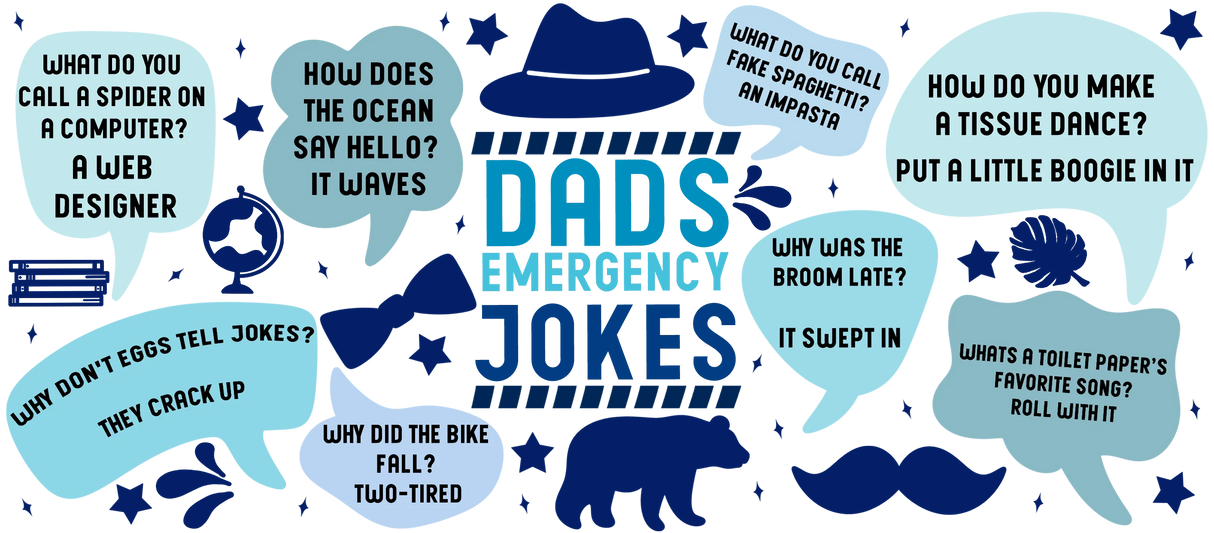 Dad's Emergency Jokes - Dad Cup Wrap UV Sticker Permanent UV DTF Decal