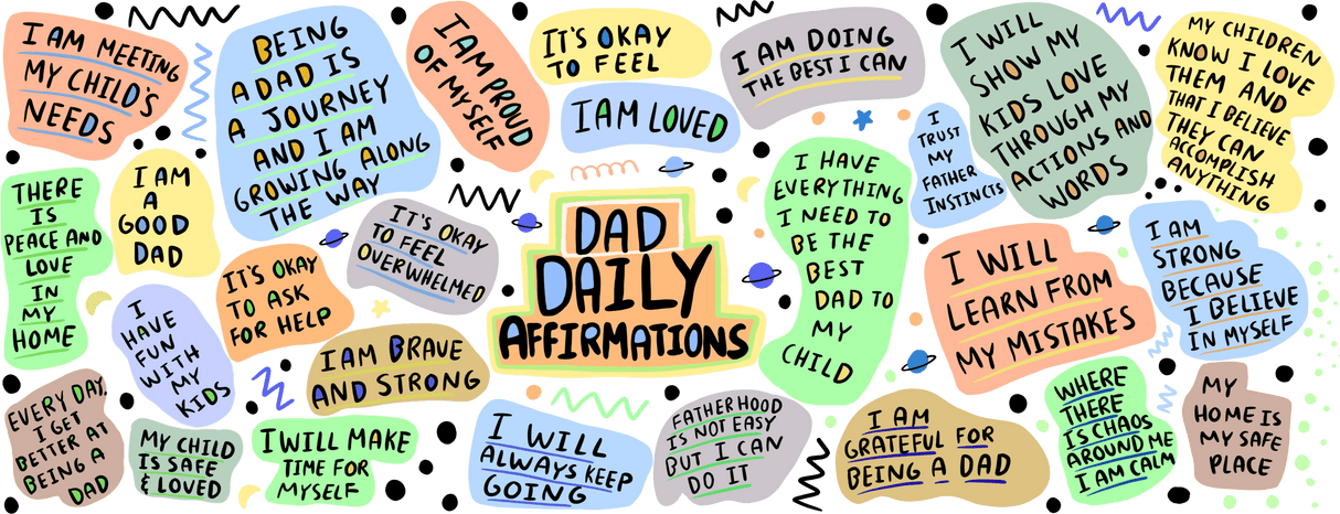 Dad Daily Affirmation Notes - Dad Cup Wrap UV Sticker Permanent UV DTF Decal