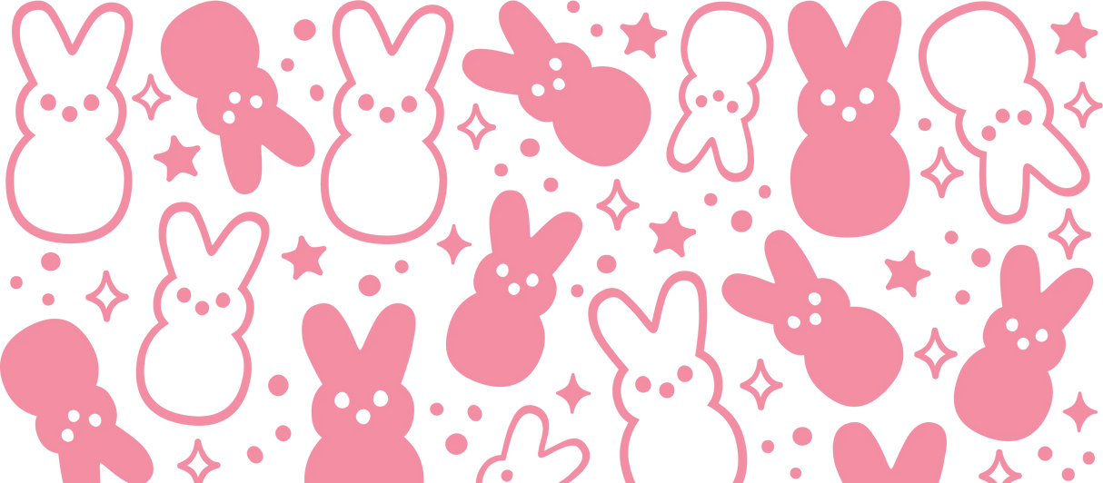 Cute Pink Bunnies - Easter Cup Wrap UV Sticker Permanent UV DTF Decal