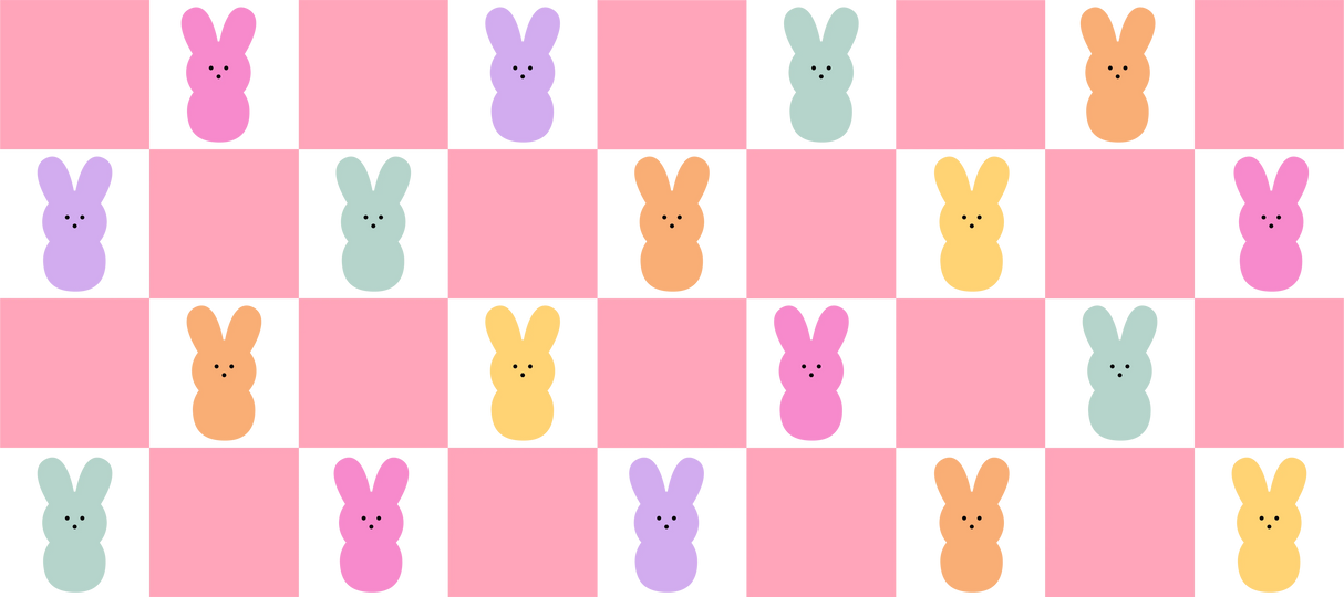 Colorful Checkered Bunny Design - Easter Cup Wrap UV Sticker Permanent UV DTF Decal