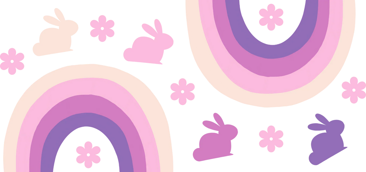 Colorful Rainbows And Bunnies - Easter Cup Wrap UV Sticker Permanent UV DTF Decal
