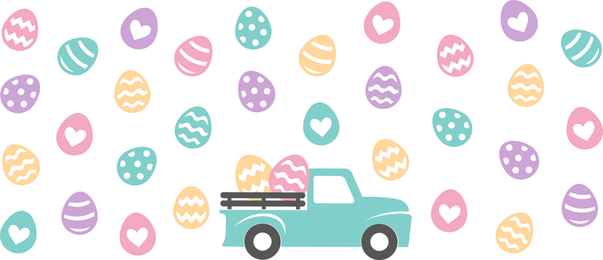 Easter Eggs Truck Design - Easter Cup Wrap UV Sticker Permanent UV DTF Decal