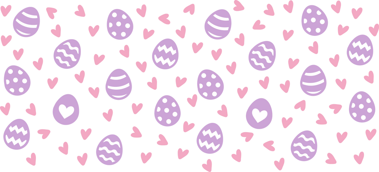 Easter Eggs Pink Hearts - Easter Cup Wrap UV Sticker Permanent UV DTF Decal