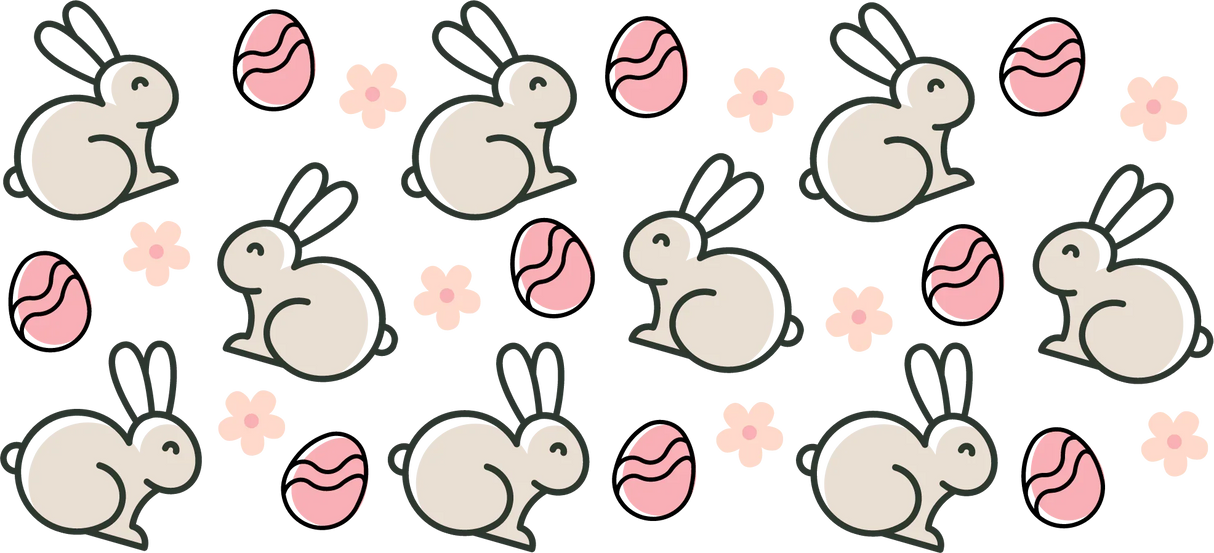 Bunnies Flowers And Eggs - Easter Cup Wrap UV Sticker Permanent UV DTF Decal