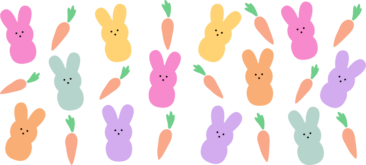 Colorful Bunnies And Carrots - Easter Cup Wrap UV Sticker Permanent UV DTF Decal