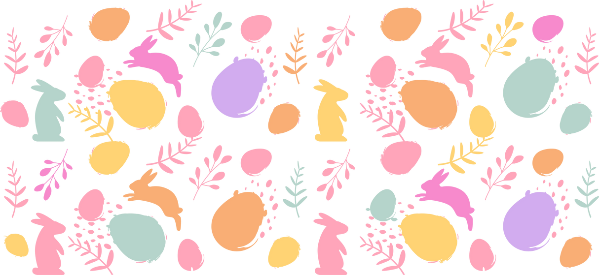 Colorful Bunnies And Easter Eggs - Easter Cup Wrap UV Sticker Permanent UV DTF Decal
