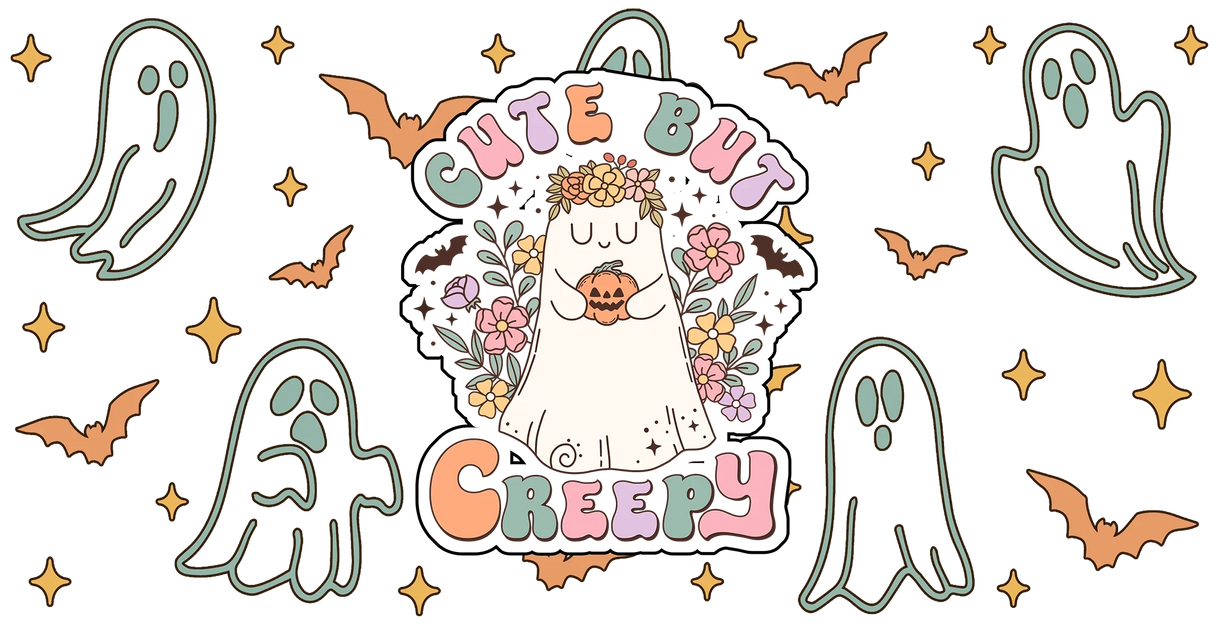 Cute But Creepy - Halloween Cup Wrap UV Sticker Permanent UV DTF Decal ready2transfer