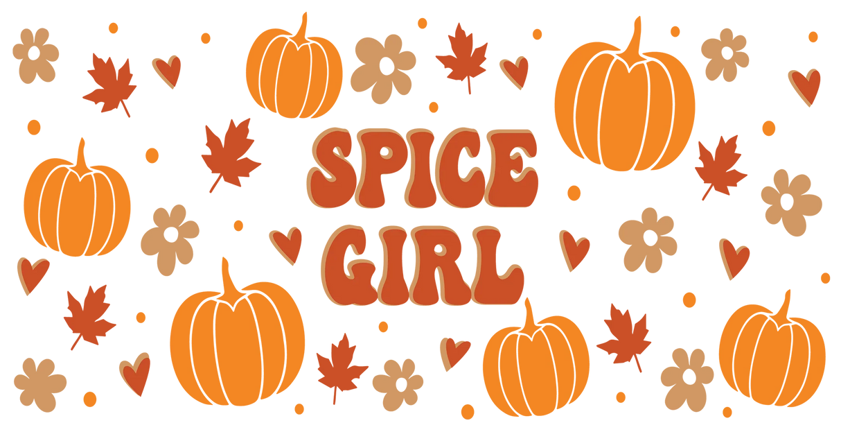 Spice Girl Pumpkin Design - Halloween Cup Wrap UV Sticker Permanent UV DTF Decal ready2transfer