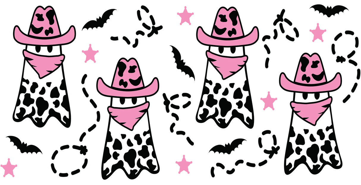 Cow Print Cowboy Design - Halloween Cup Wrap UV Sticker Permanent UV DTF Decal ready2transfer