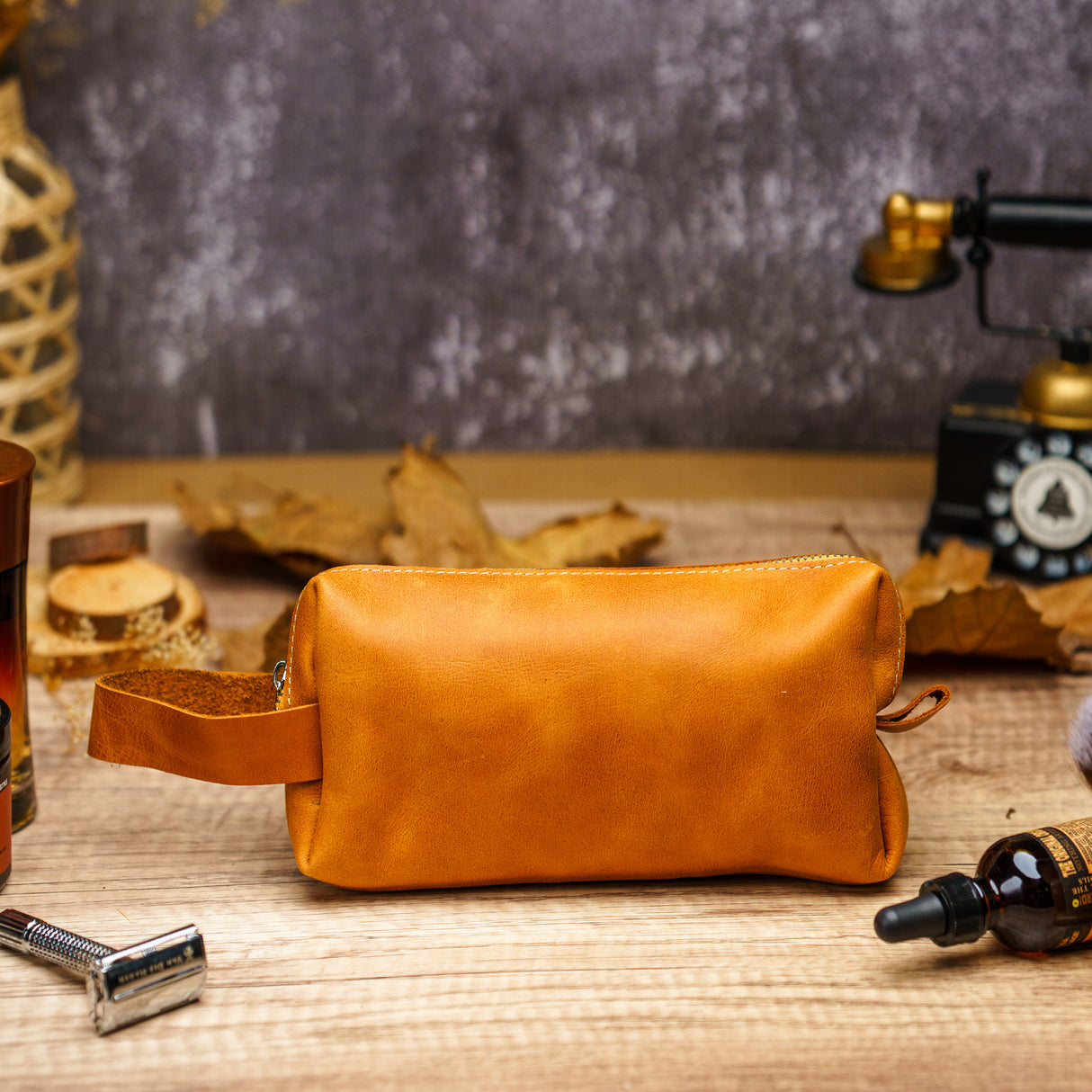 Custom Engraved Leather Dopp Kit V2 for Men Transfer Kingdom