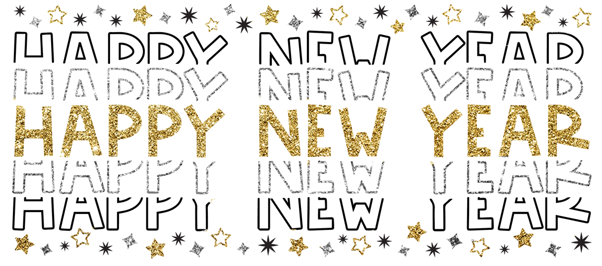 Happy New Year - New Year Cup Wrap UV Sticker Permanent UV DTF Decal