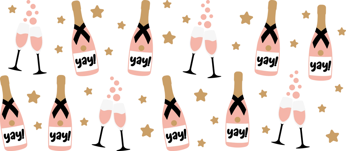 Yay Champagne - New Year Cup Wrap UV Sticker Permanent UV DTF Decal