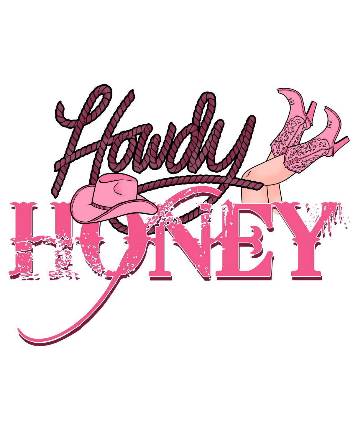HOWDY HONEY COWGIRL PINK HAT DTF Transfer ready2transfer