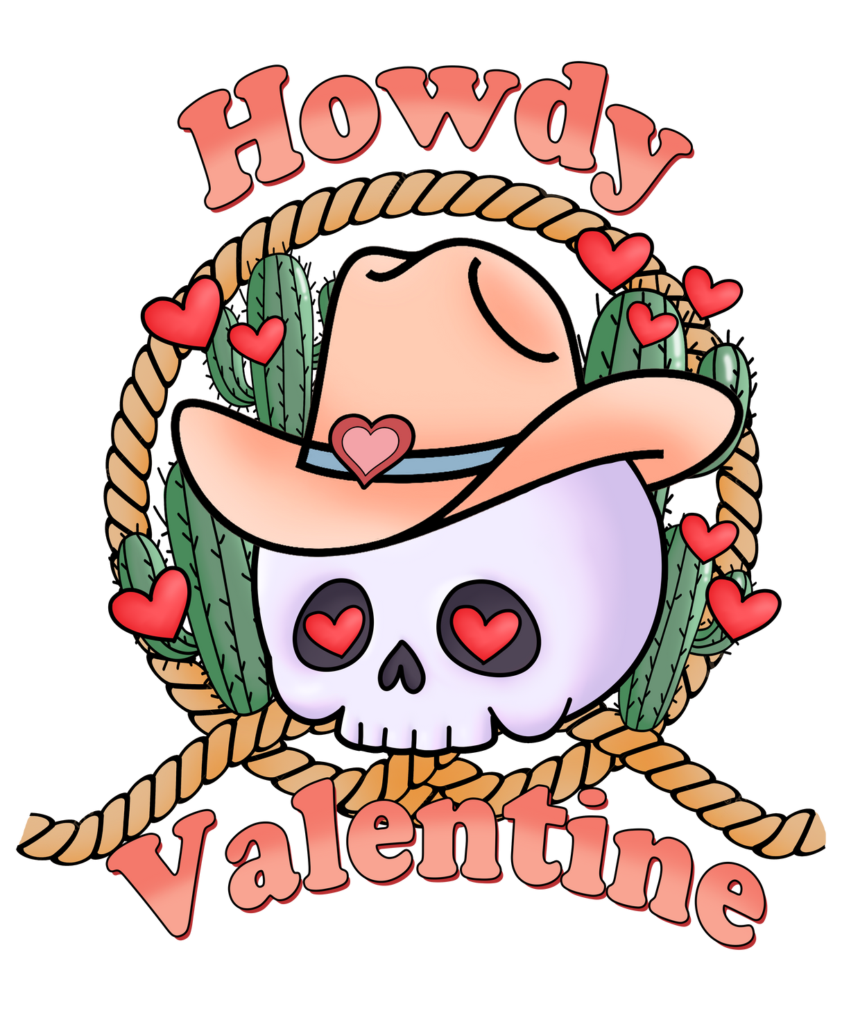 HOWDY VALENTINE SKULL DTF Transfer ready2transfer