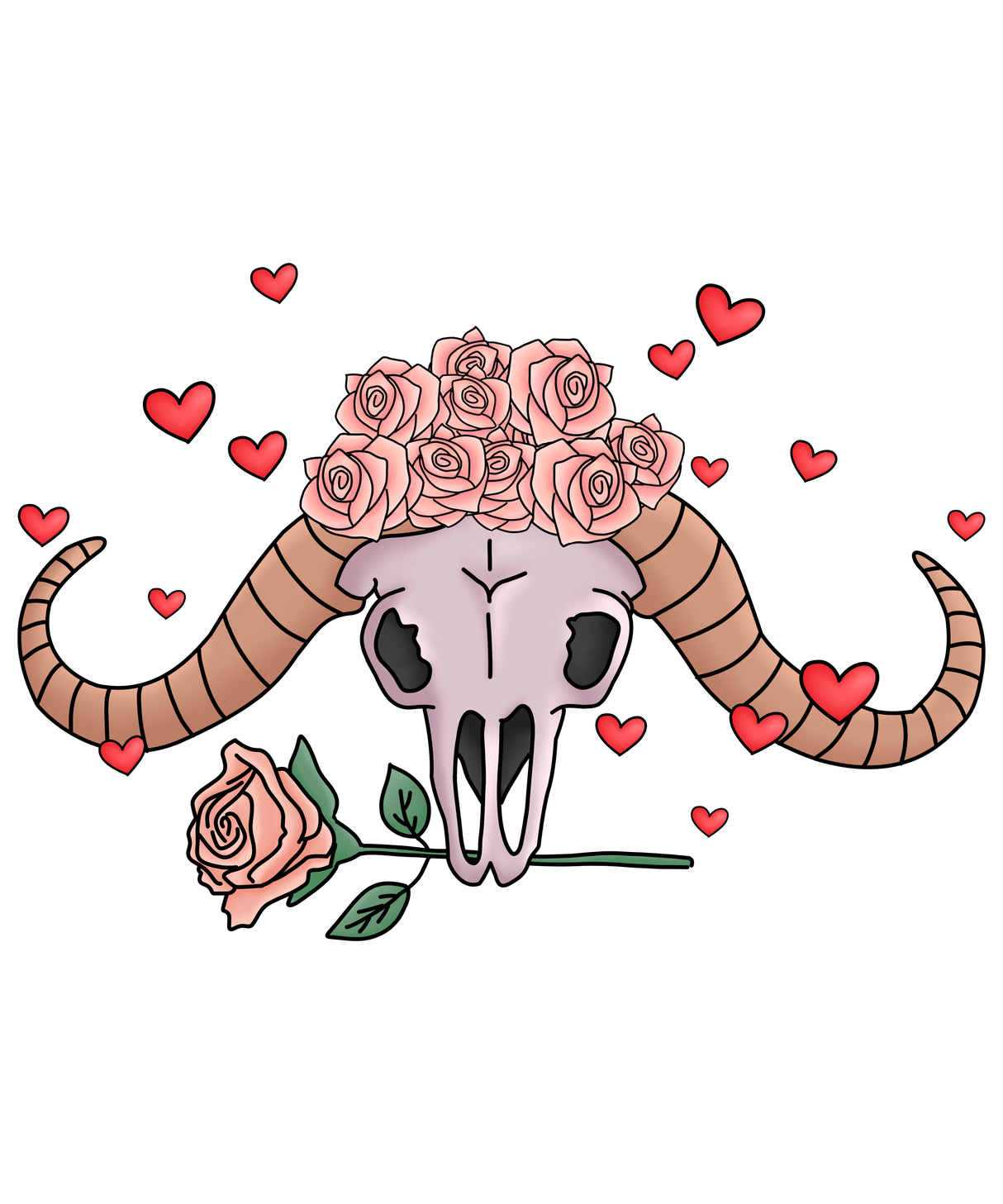 VALENTINE BULL AND ROSES DTF Transfer ready2transfer