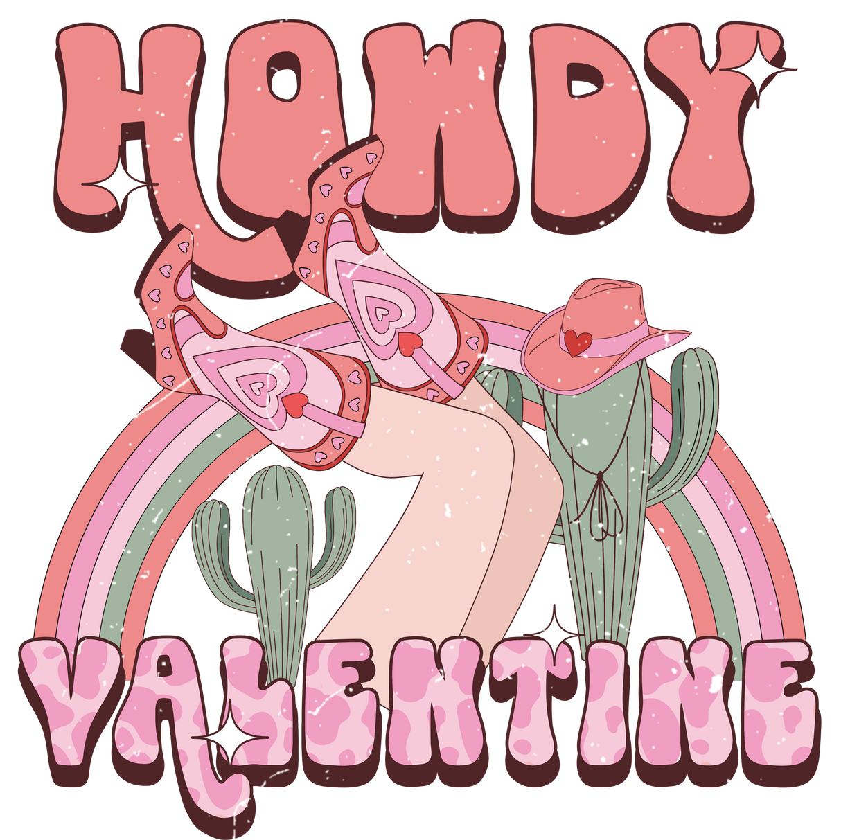 HOWDY VALENTINE RAINBOW DTF Transfer ready2transfer
