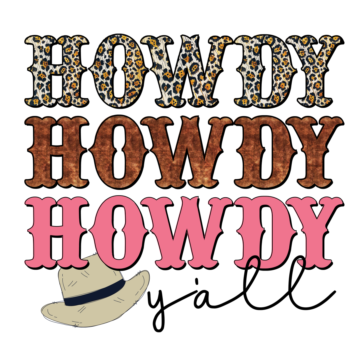 SOLID HOWDY HOWDY YALL DTF Transfer ready2transfer