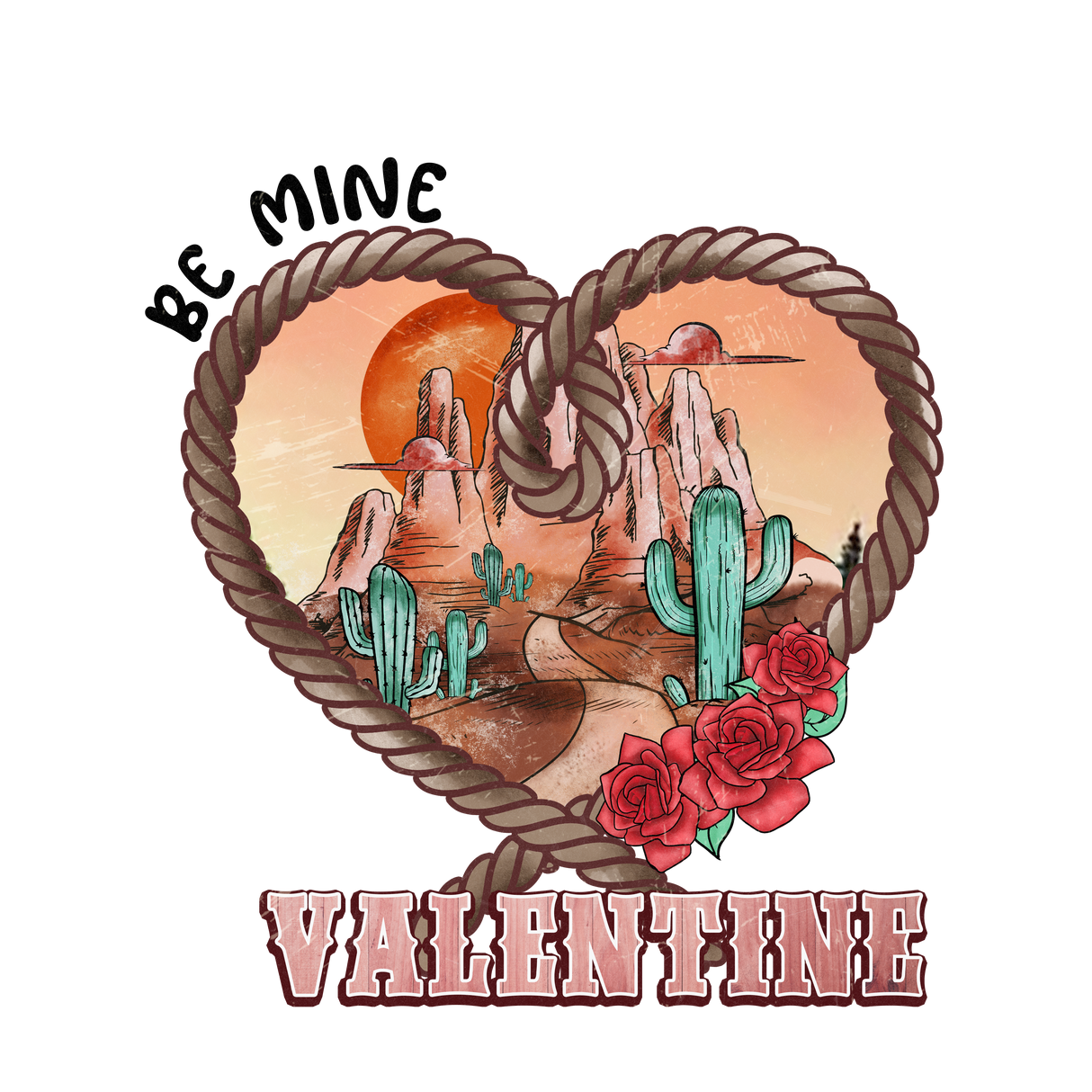 BE MINE VALENTINE ROPE HEART DTF Transfer ready2transfer