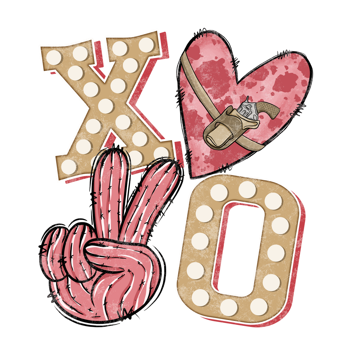 LOVE PEACE XOXO DTF Transfer ready2transfer