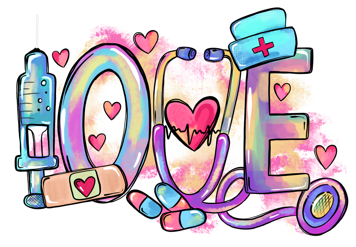 NURSE VIBES LOVE DTF Transfer ready2transfer White