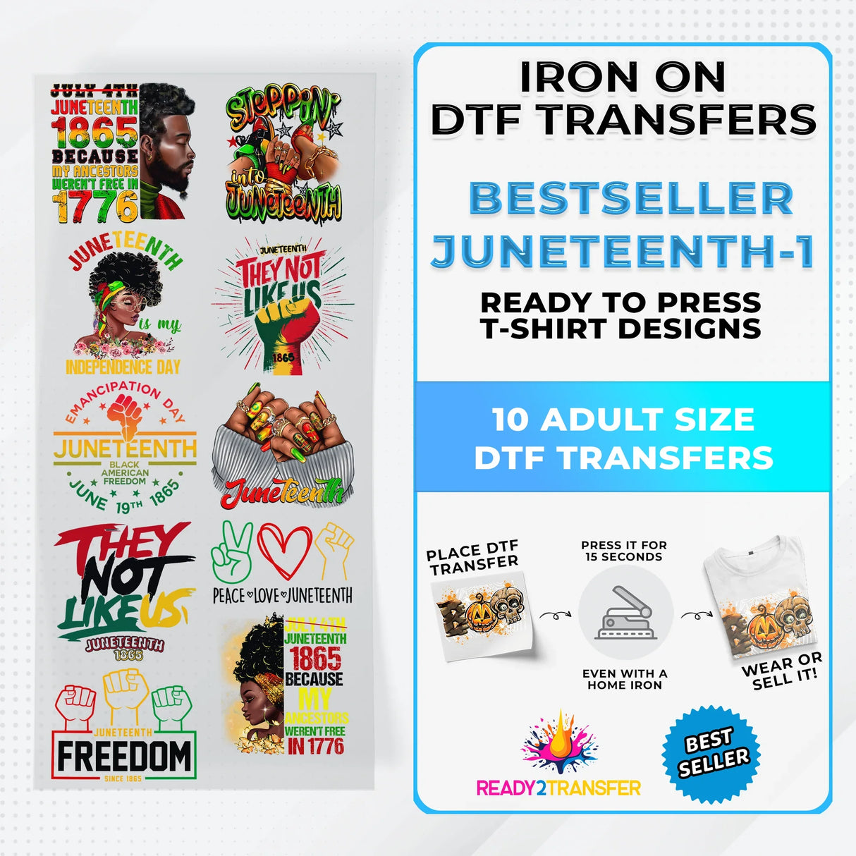 Best Seller Juneteenth T-shirt Designs Premade DTF Gangsheet - DTF Bundle 4