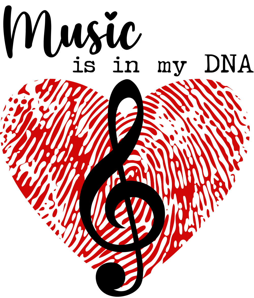 Music Is In My DNA - Music DTF Transfers ready2transfer Dark Color Design (See Imaging)