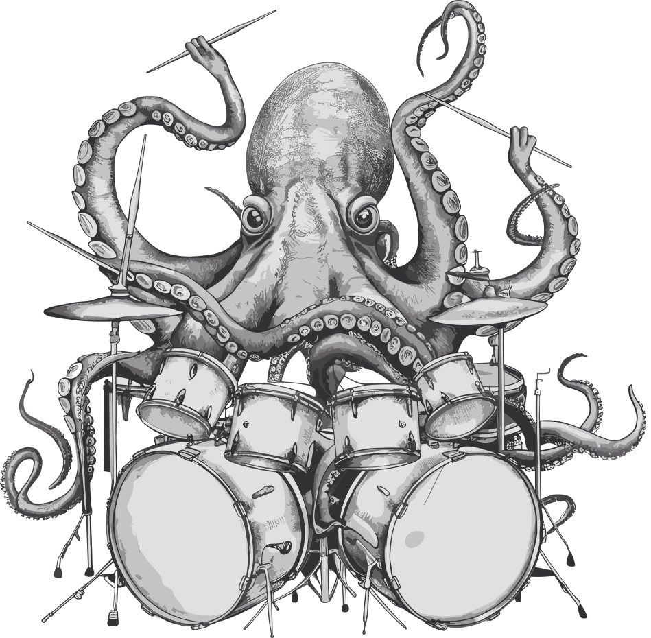 Octopus Drumming - Music DTF Transfers ready2transfer