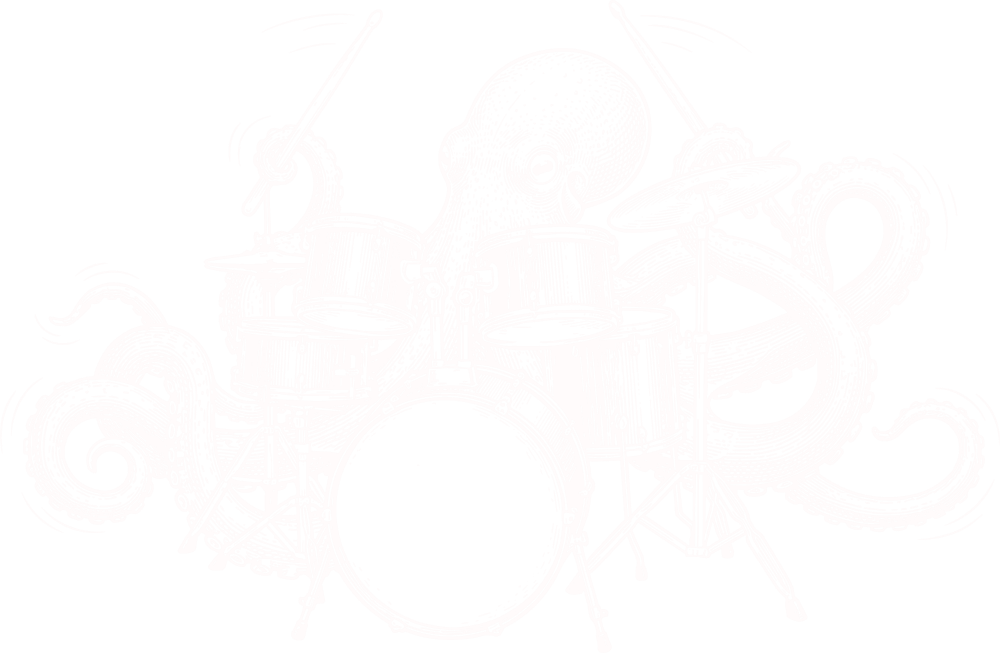 Octopus Drumming B&W - Music DTF Transfers ready2transfer Light Color Design (See Imaging)