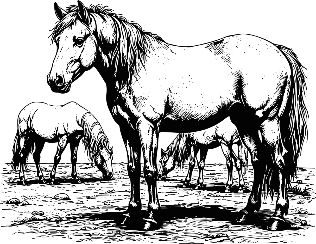 Horses Grazing - Animals DTF Transfers