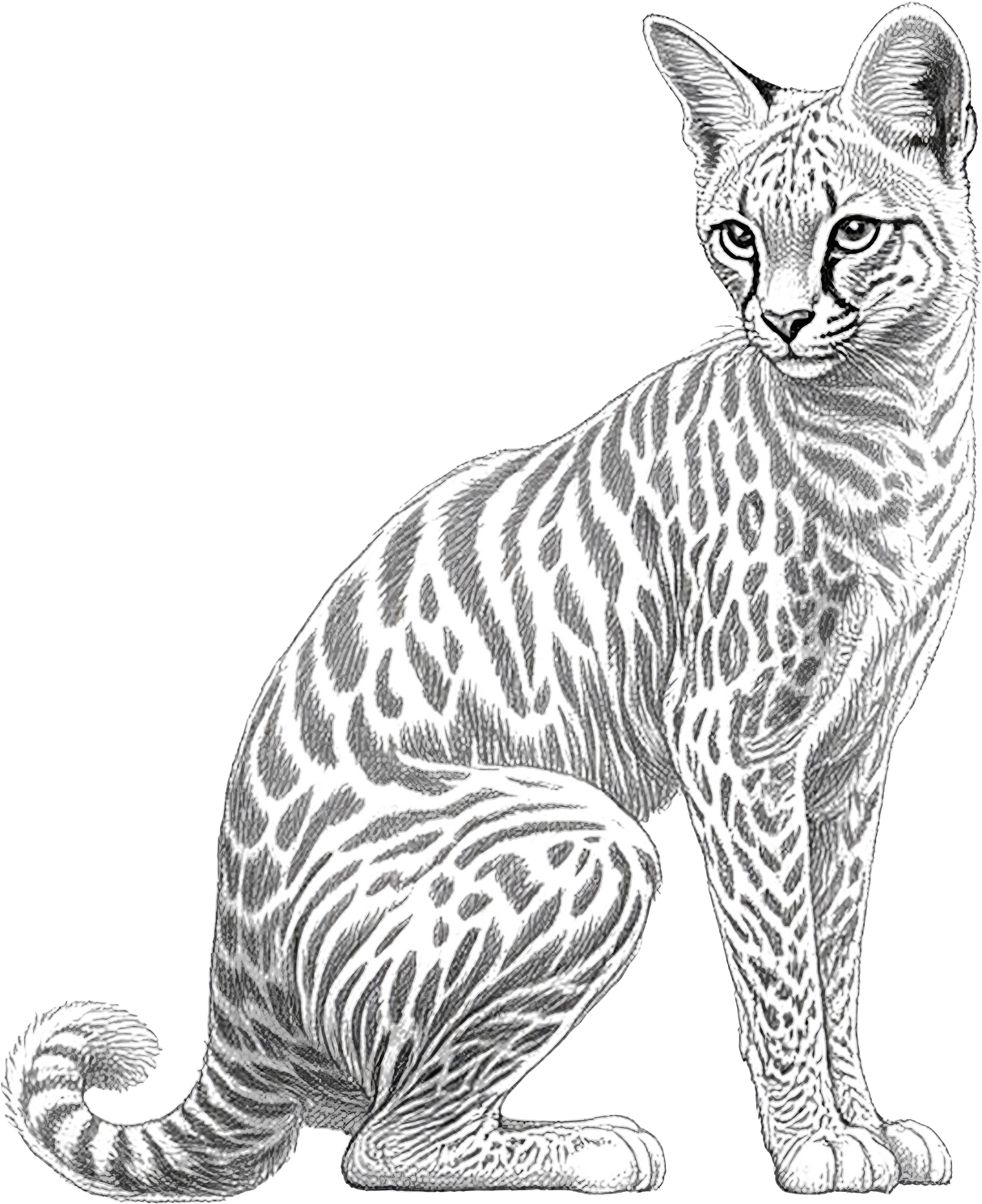 Serval Cat B&W - Animals DTF Transfers