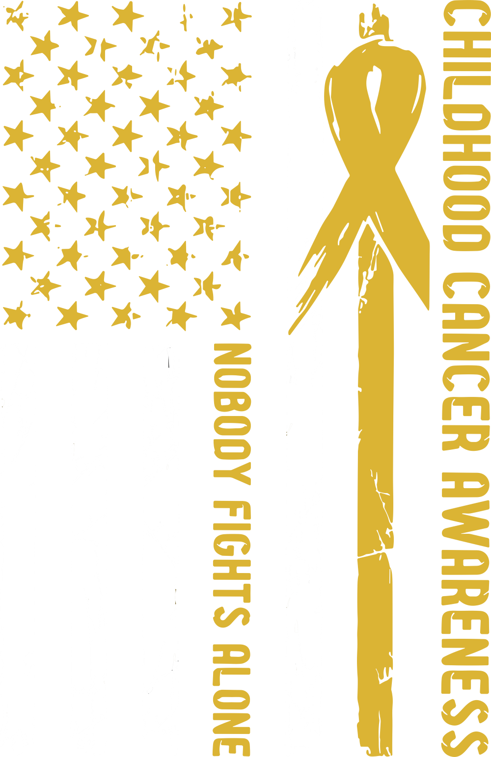 Nobody Fights Alone, US Flag - Childhood Cancer DTF Transfers