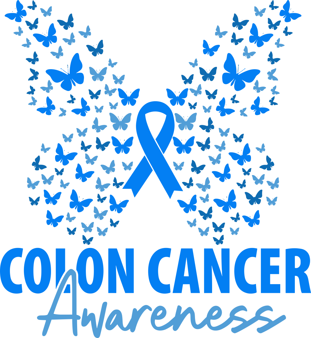 Colon Cancer Awareness, Butterflies & Ribbon - Colon Cancer DTF Transfers