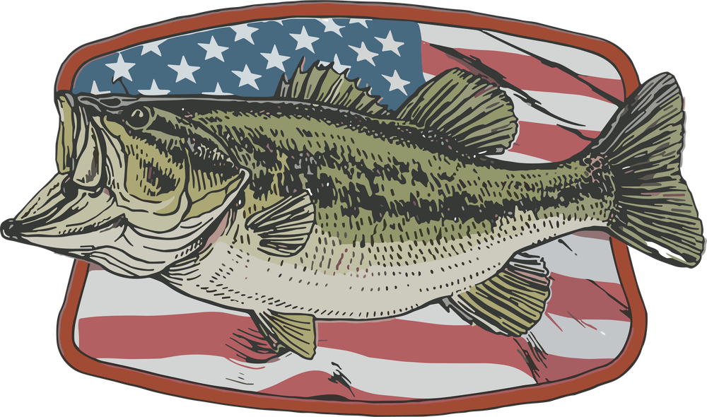 Bass, US Flag - Fishing DTF Transfers