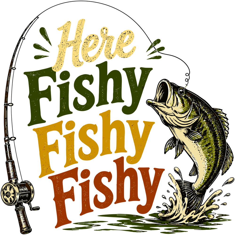 Here Fishy Fishy Fishy - Fishing DTF Transfers